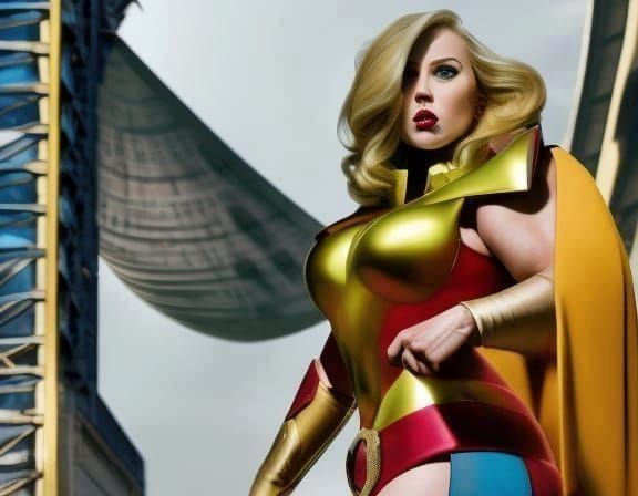 Powerful Lupine Superheroine Portrait in Expressionist Style