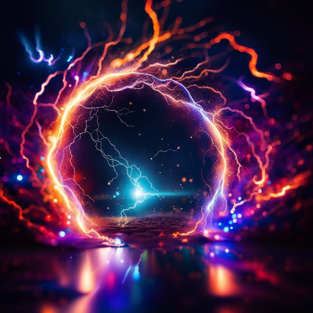 Chaotic Portal View with Intense Colors and Lighting