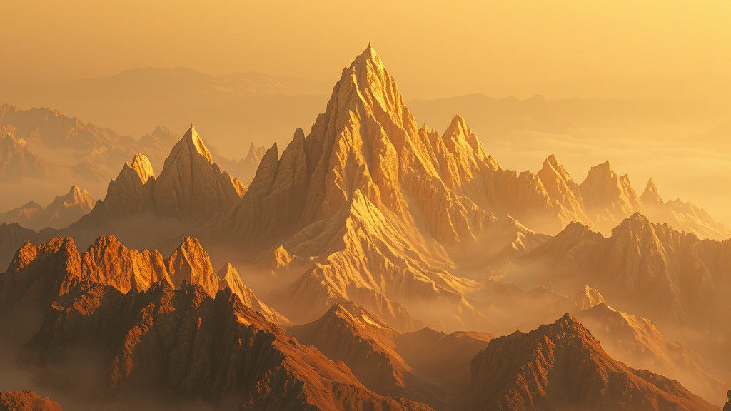 Golden Mountains Landscape in Ethereal Style
