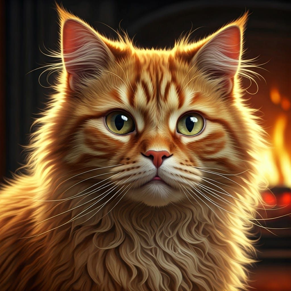 Charming Confused Orange Cat in Warm Golden Lighting