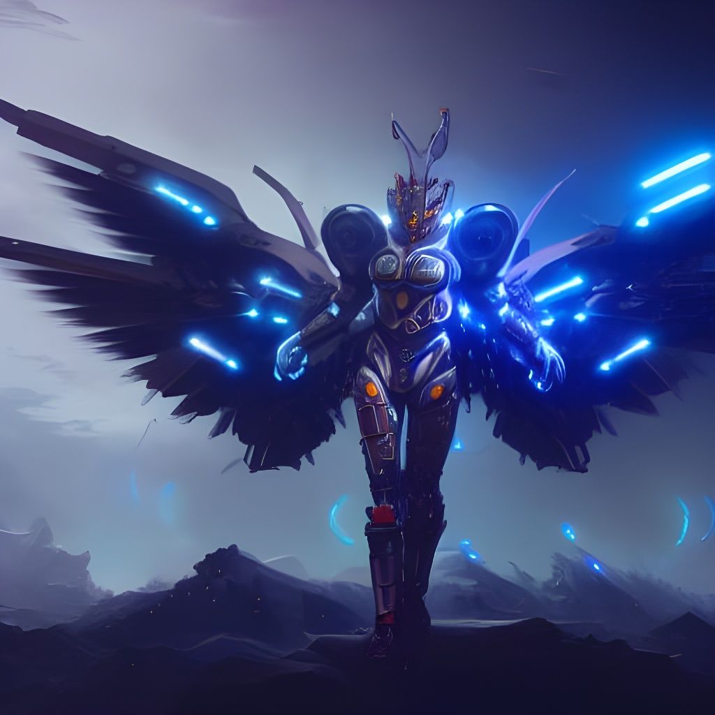 Futuristic Robot Warrior with Mechanical Armor