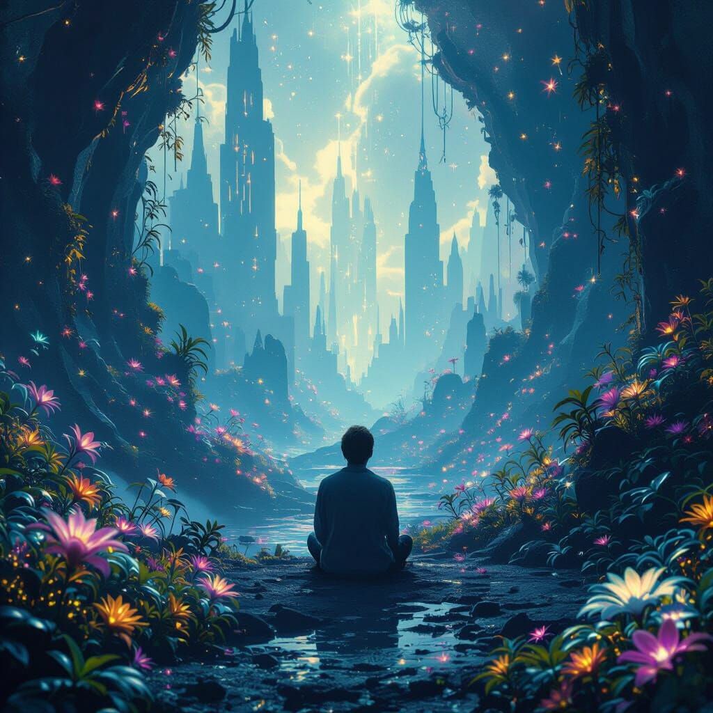 Surreal Dreamscape Awakening in Vivid, Hyperrealistic Style