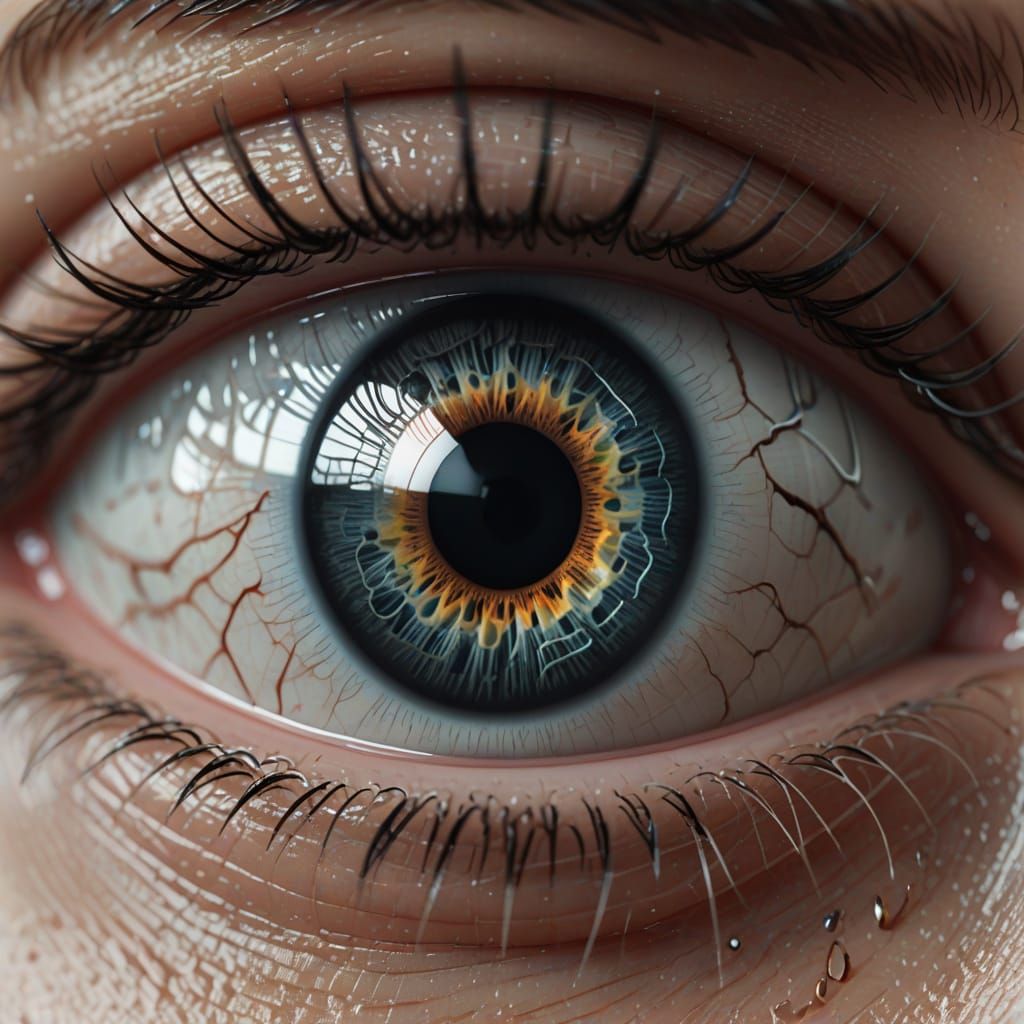 Macro Eye Reflection: Astronaut Drifting from Spaceship