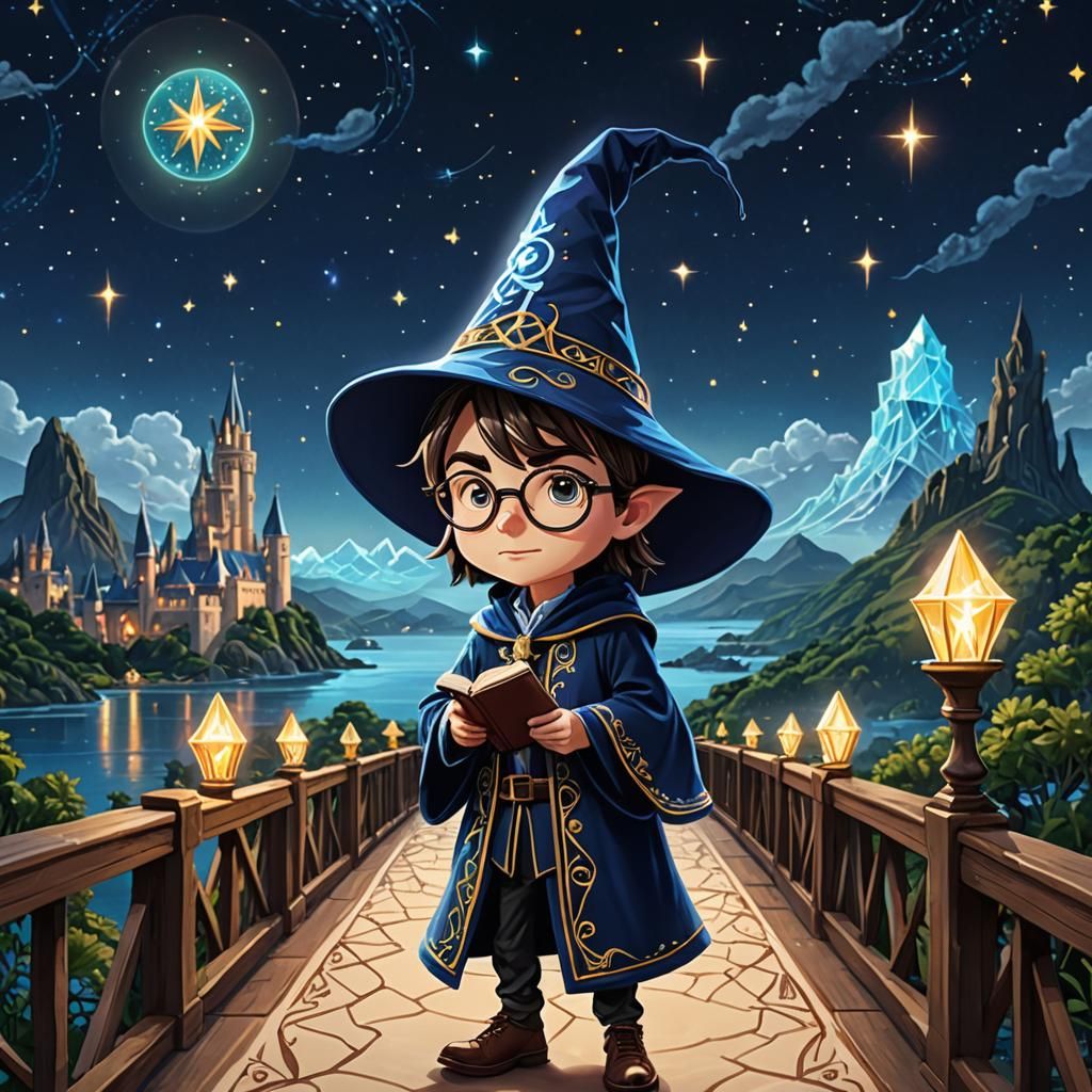 Boy Wizard's Journey to Magic School