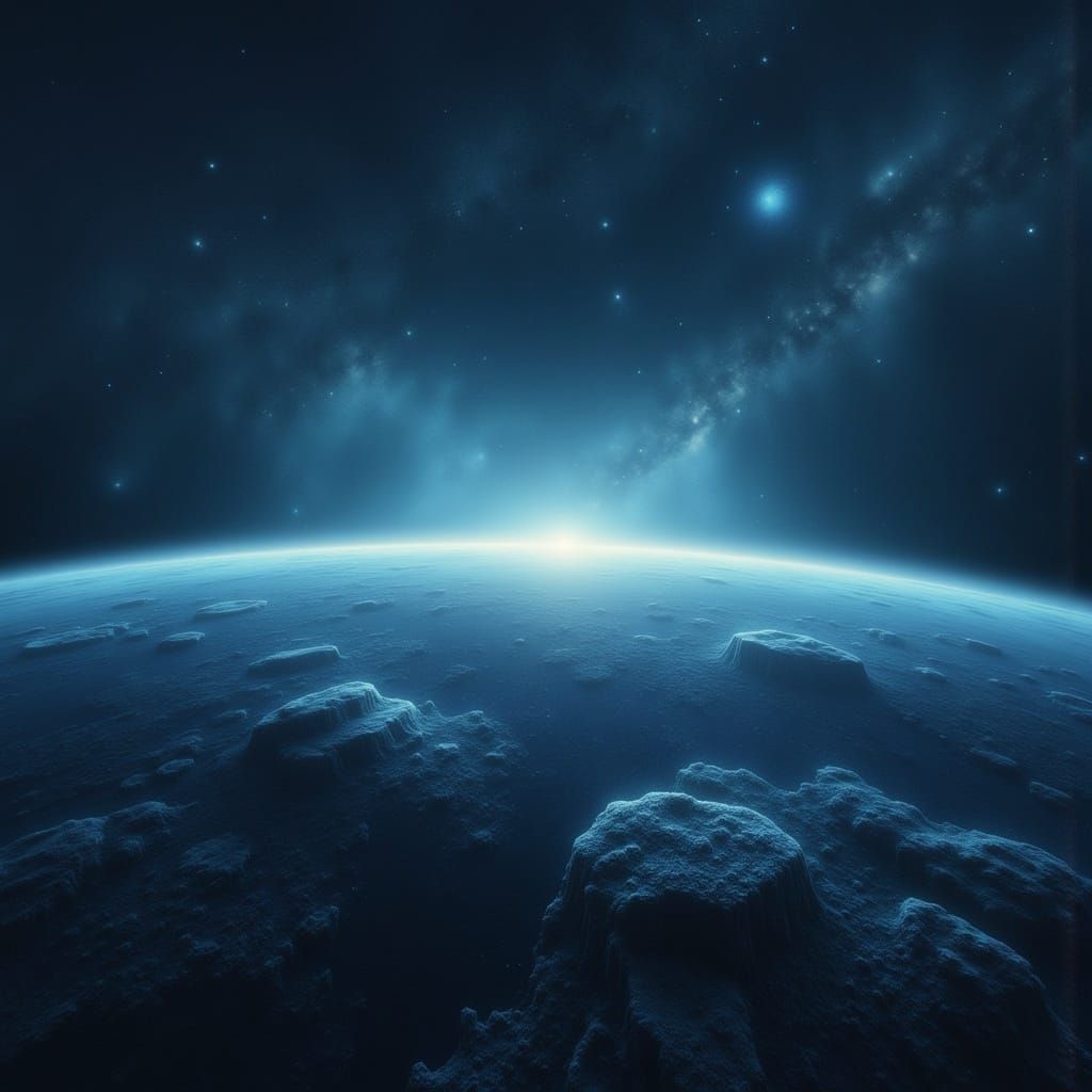 Minimalist Serene Outer Space Landscape