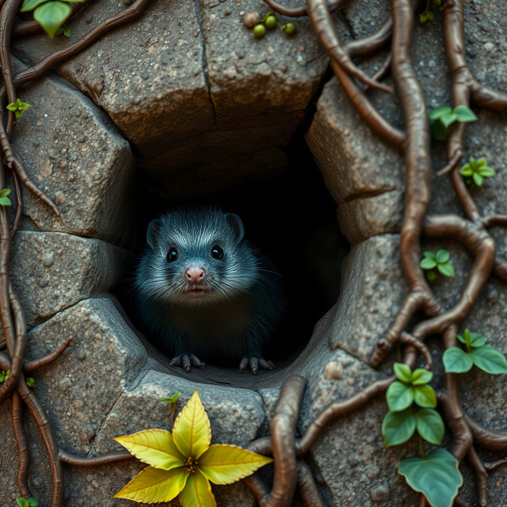 Mole and Lizard in Stone Wall Art