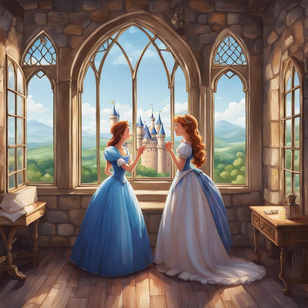 Princess and Maid Preparing to Kiss