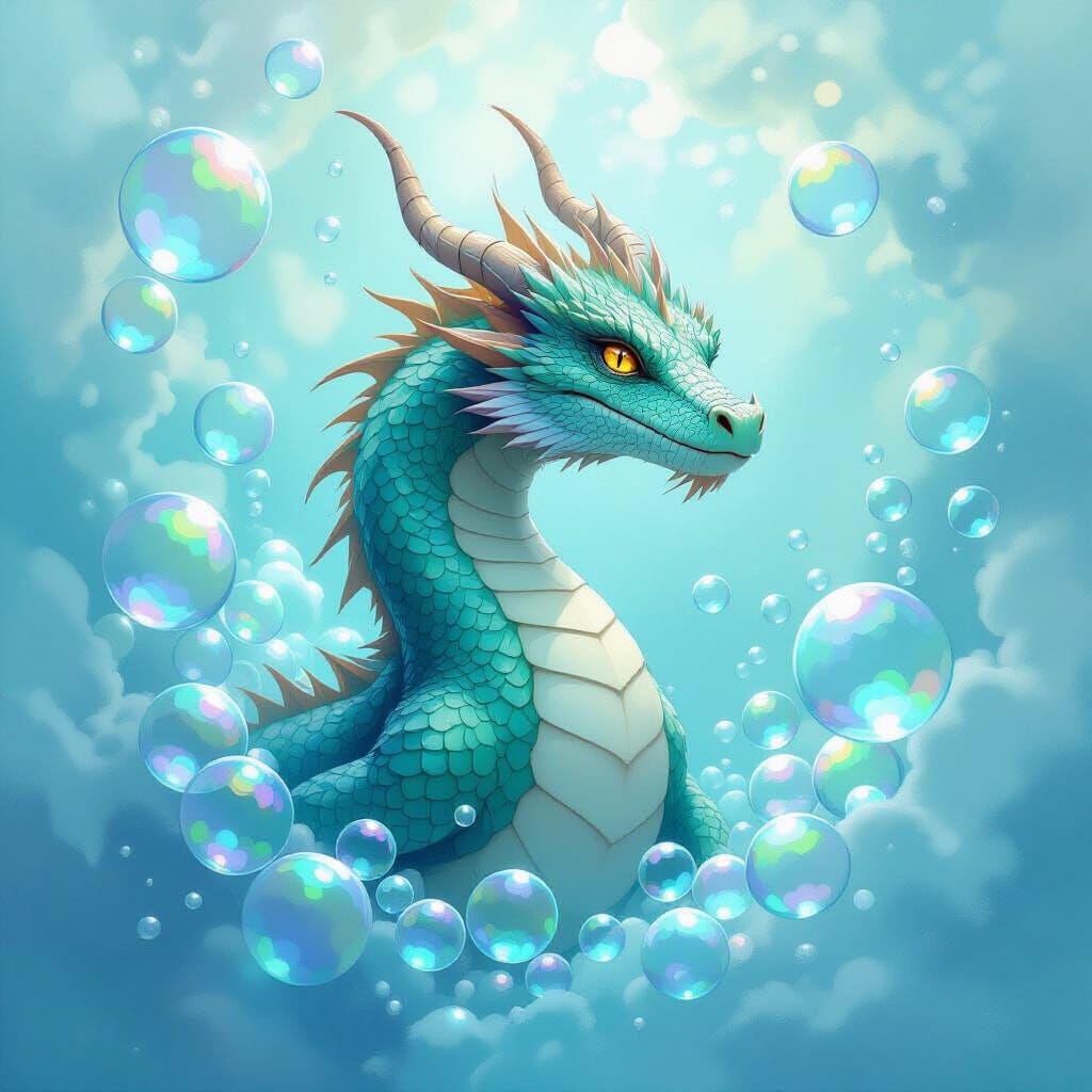Majestic Water Dragon Emerges in Dreamy Digital Painting