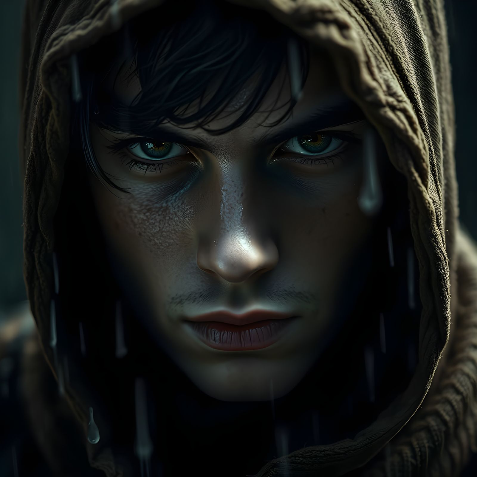 Melancholic Portrait in Chiaroscuro Lighting