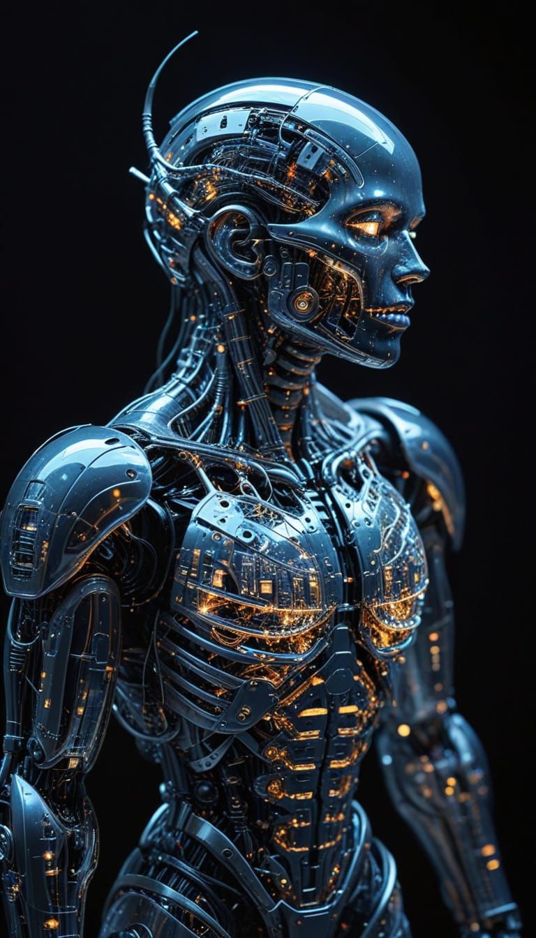 Nebula Cyborg Transformation in Cyberpunk Style