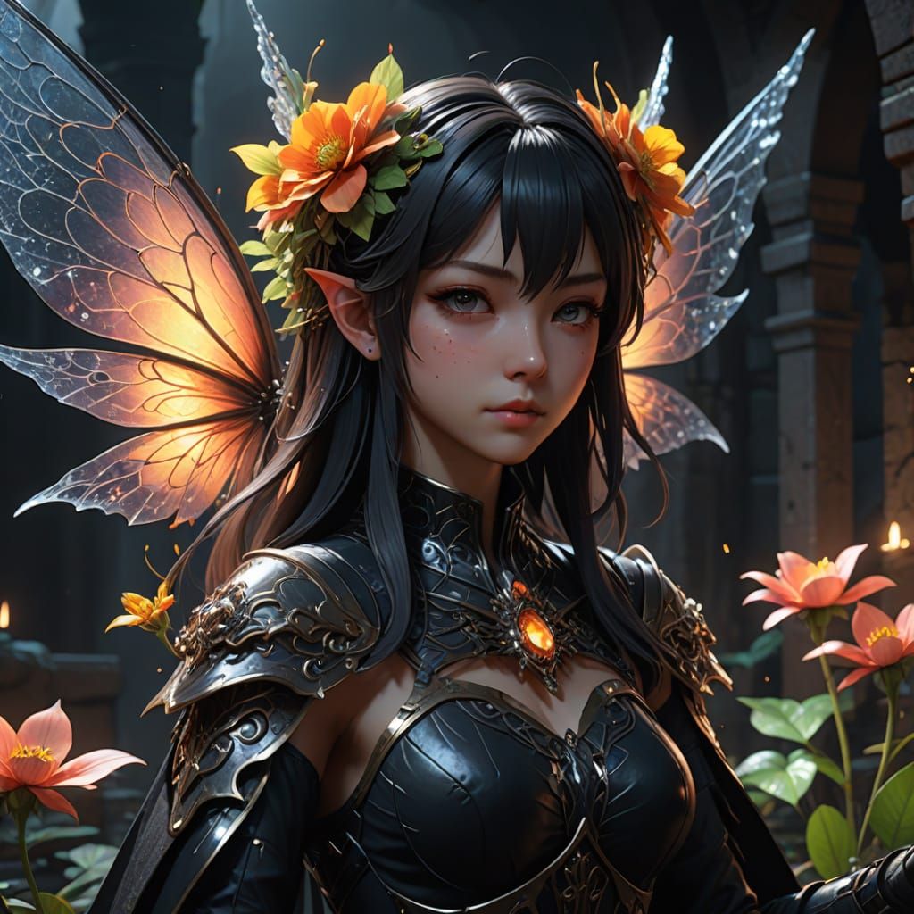 Dark Fairy and Evil Flower in Dungeon Concept Art