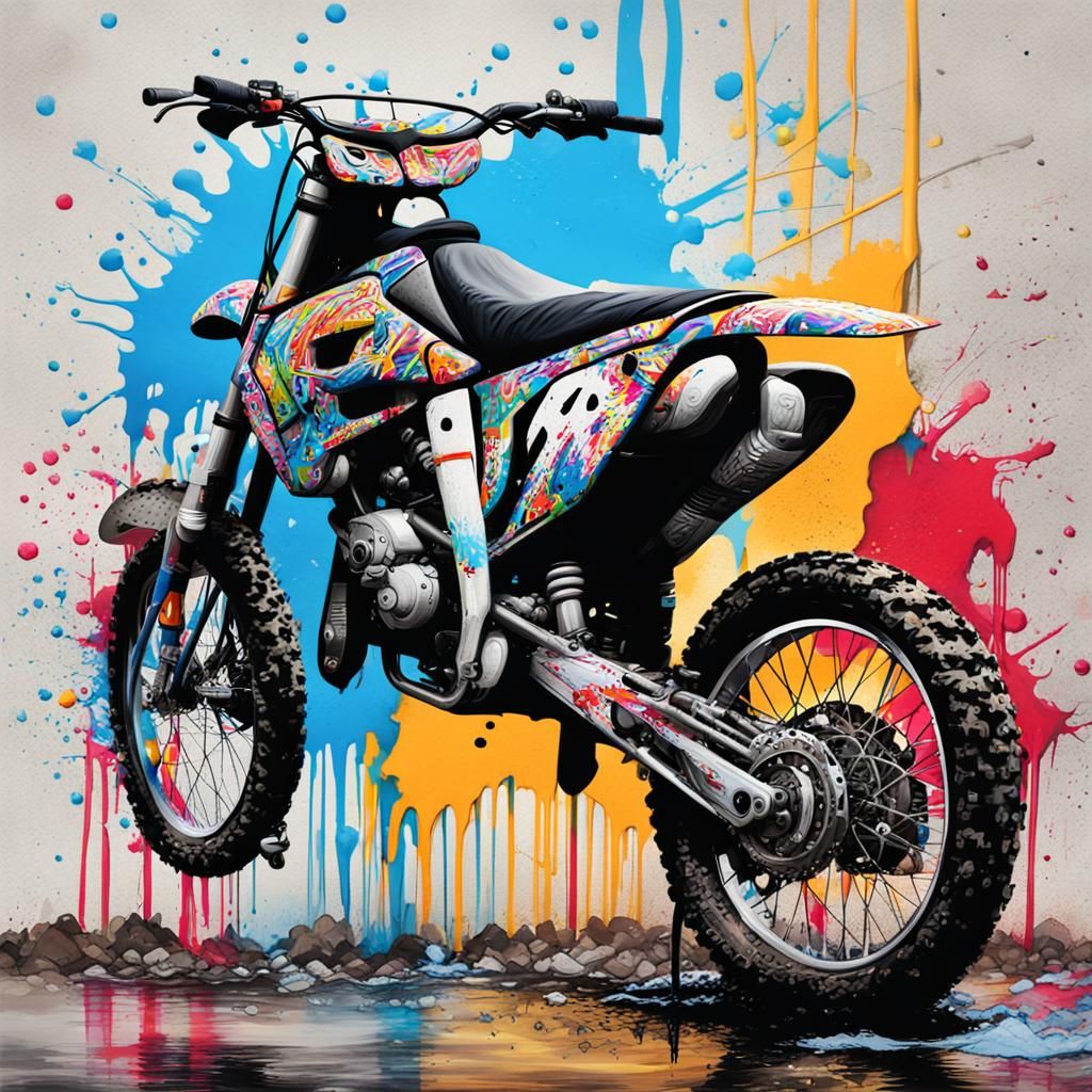 Dirt Bike Graffiti Art in Splash Style
