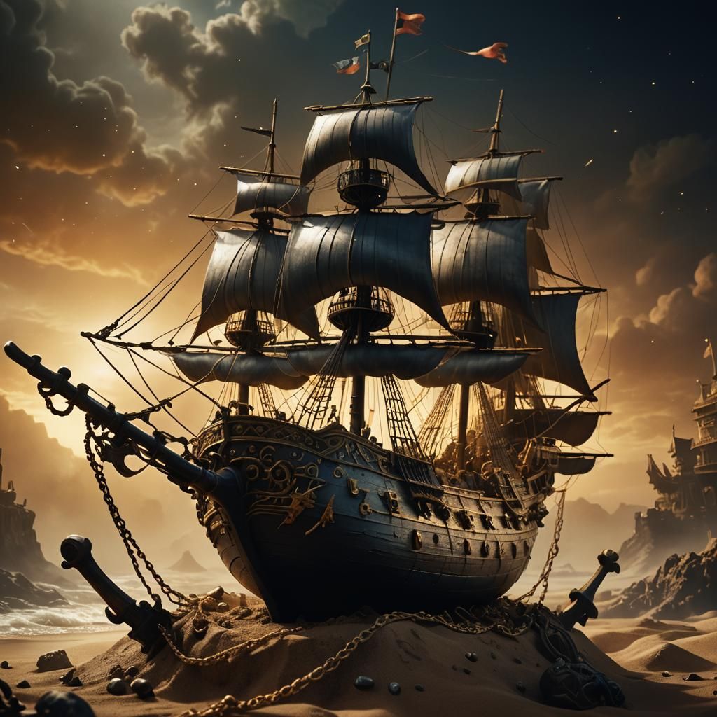 Black Pearl Ship in a Bottle: Rembrandt Lighting