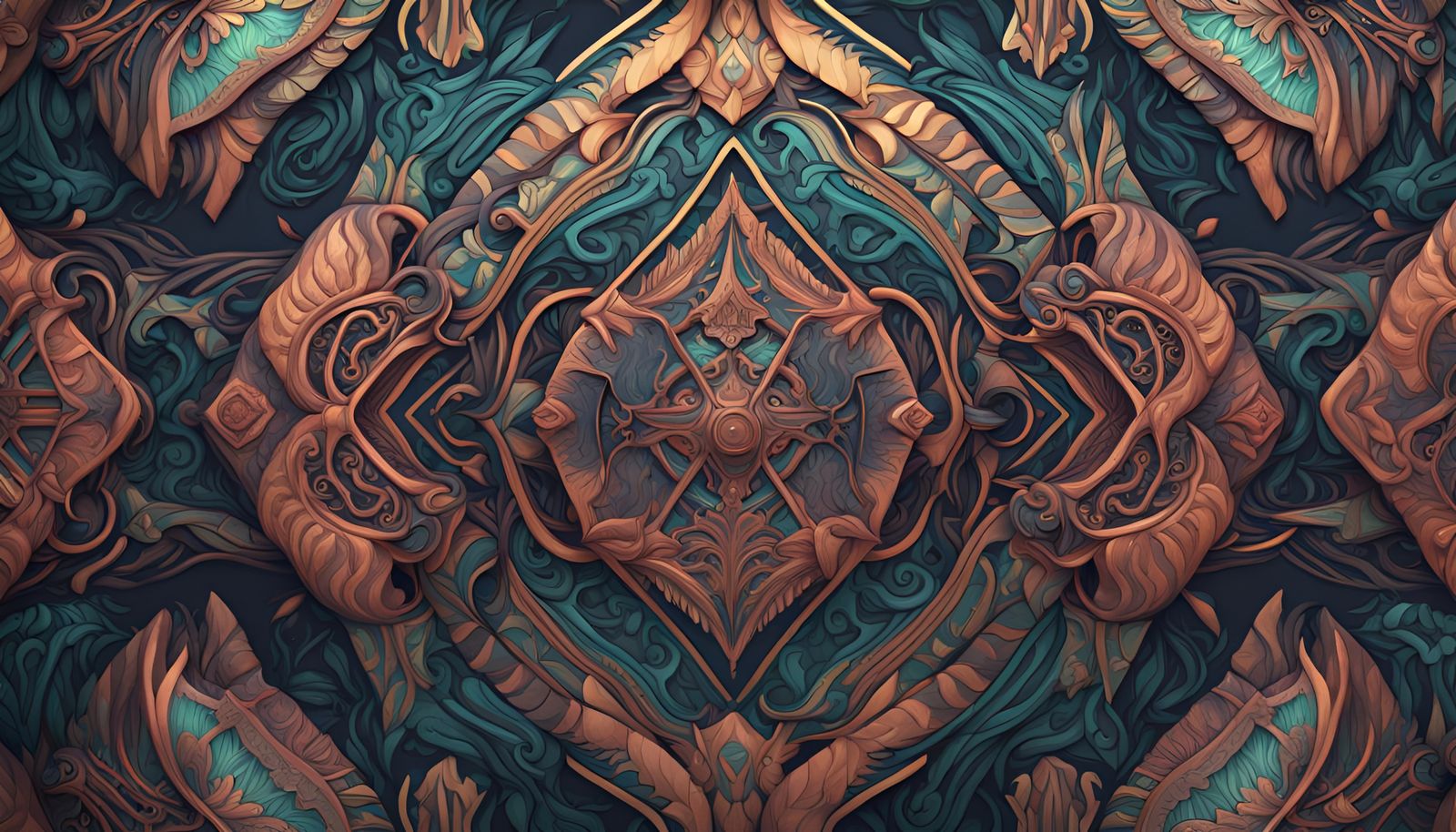 Tribal Pattern with Iridescent Flare in Matte Painting Style