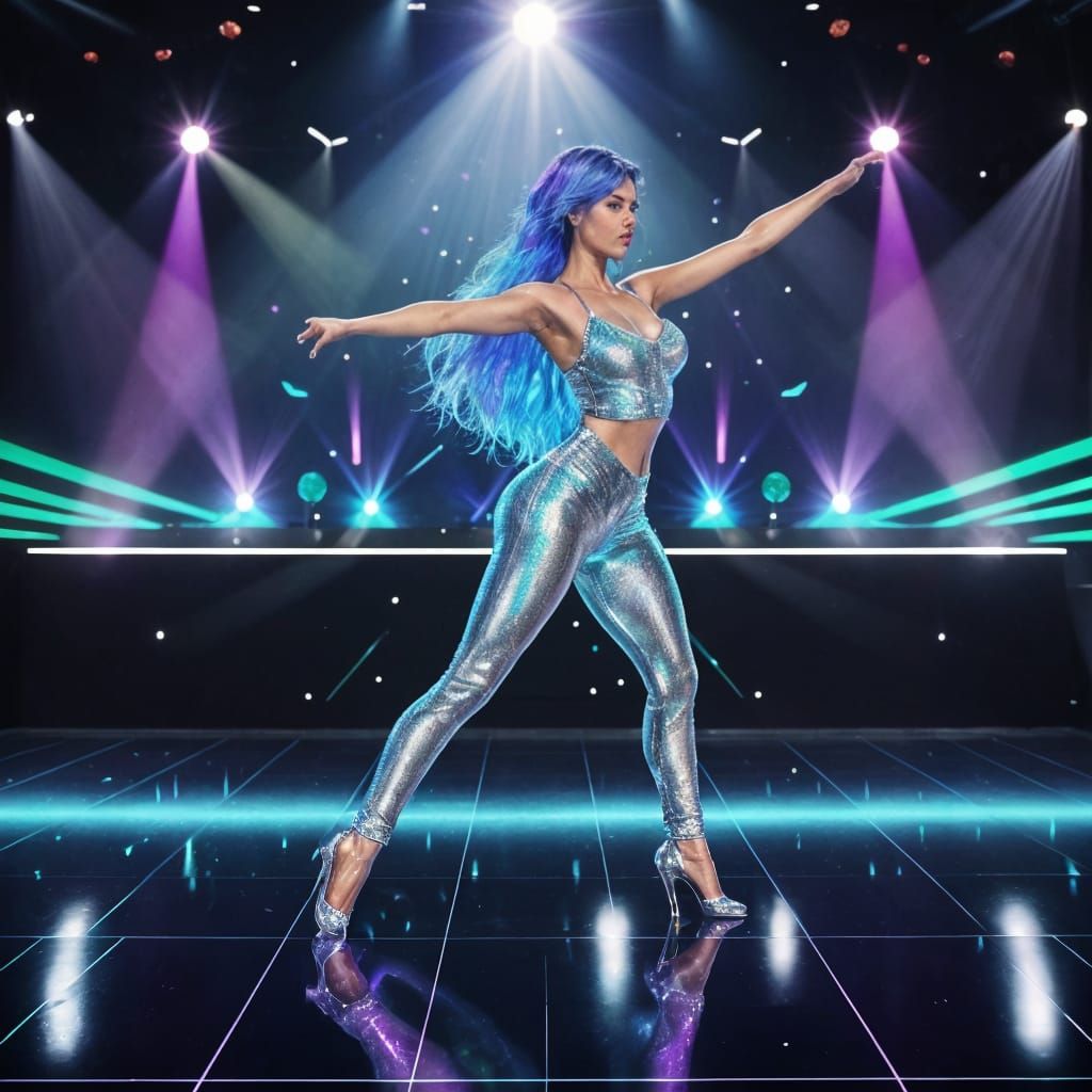 Glamorous Disco Queen in Iridescent Light