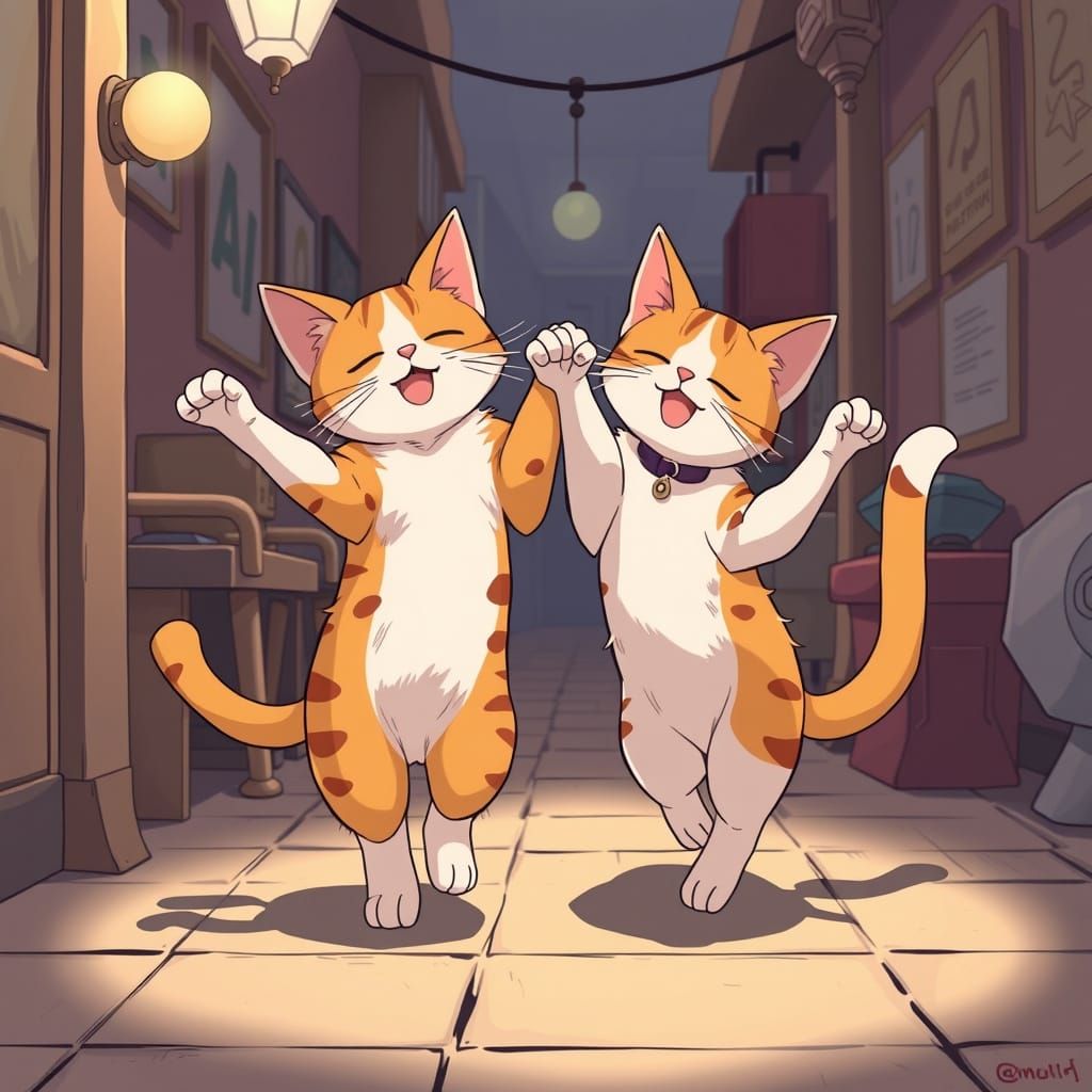 Anime Cats Dance in Harmony