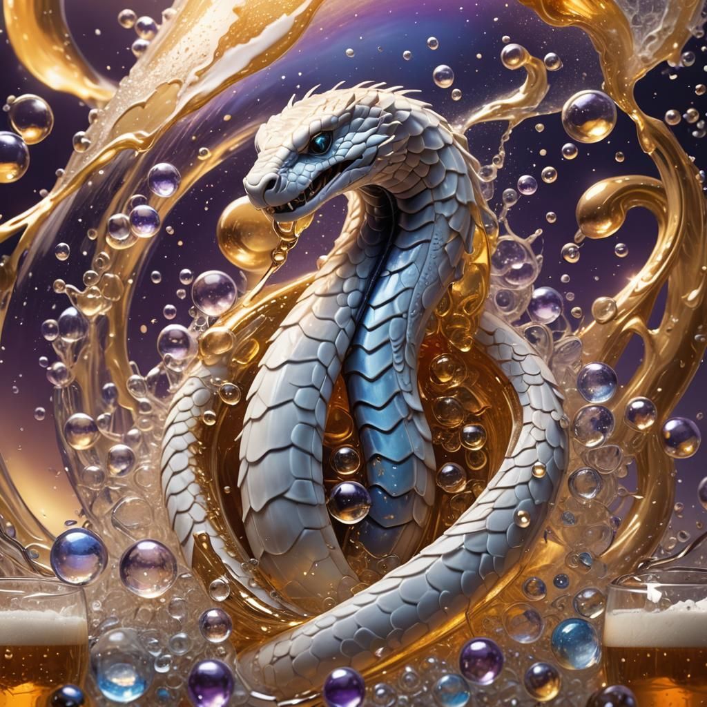 Drunk Cobra in Beer Glass: Fantasy Concept Art