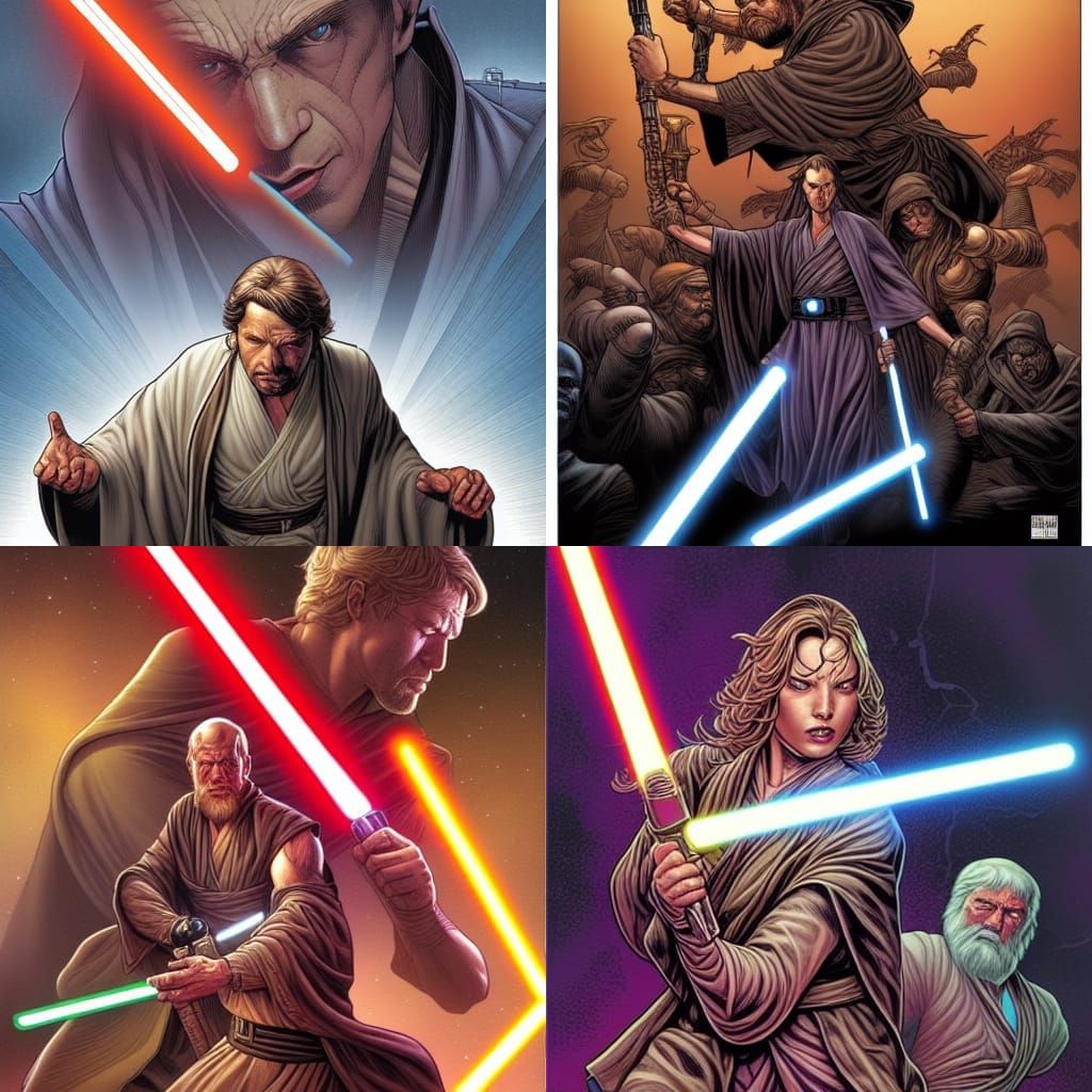 Jedi in Comic Book Art Style