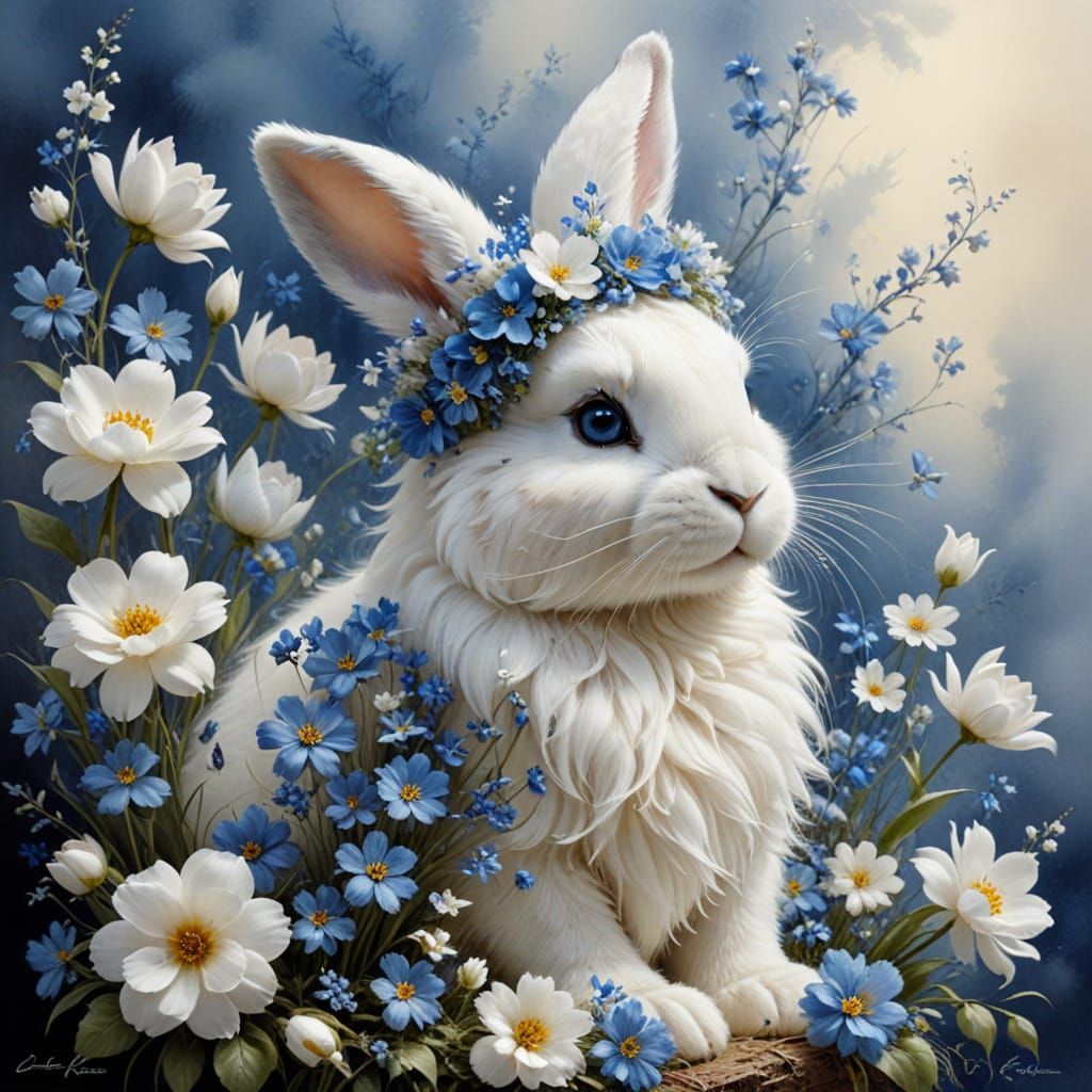 Charming Easter Bunny in Whimsical Watercolor Style