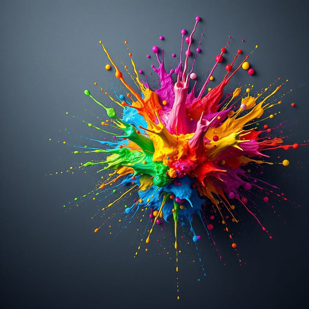 Vibrant Splatter Art in Cyberpunk Style
