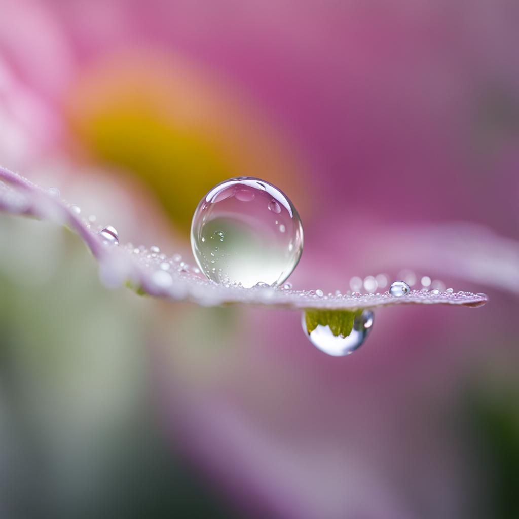 Dew Drop on Flower Petal: Macro Photography