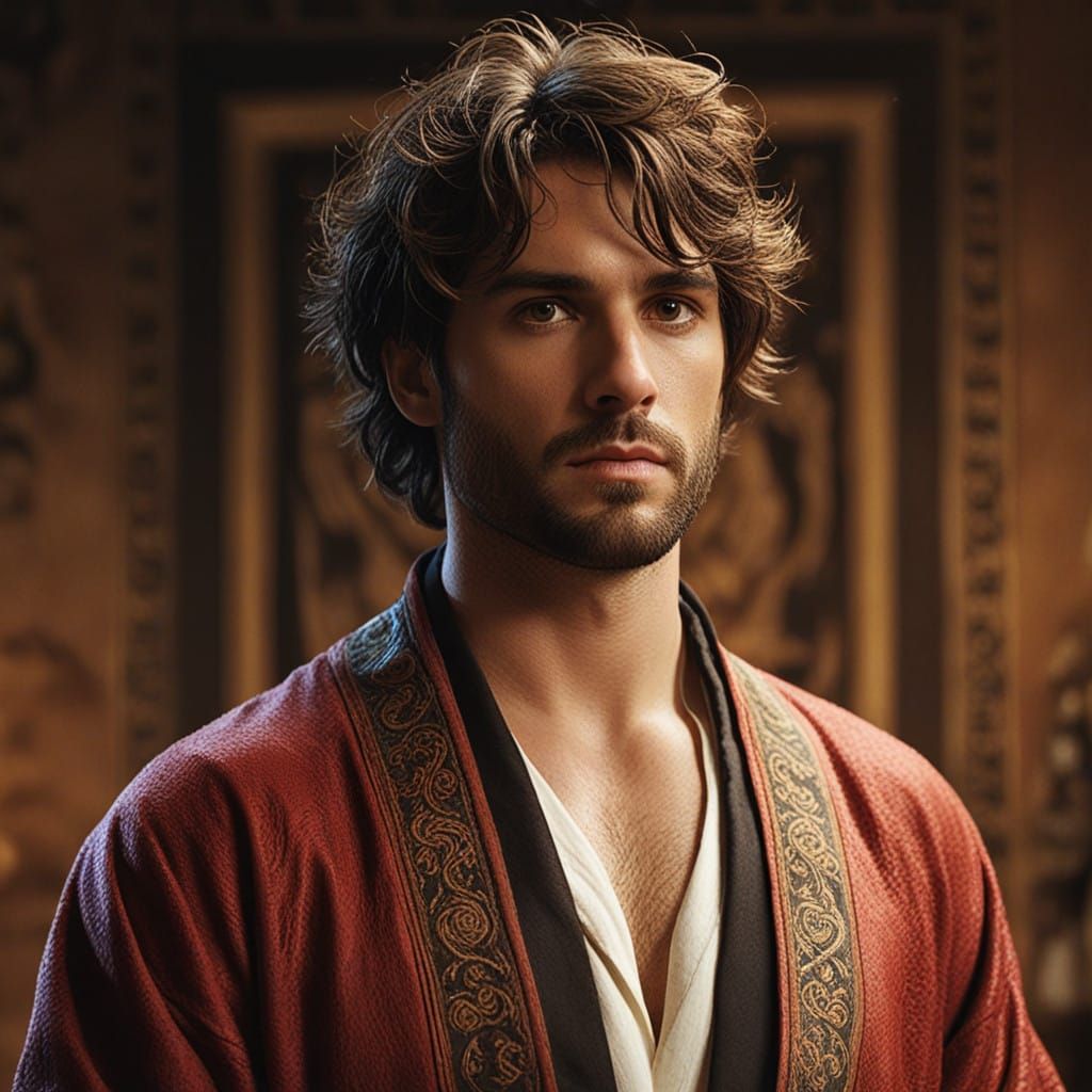 Hunky Figure in Elegant Black Regalia