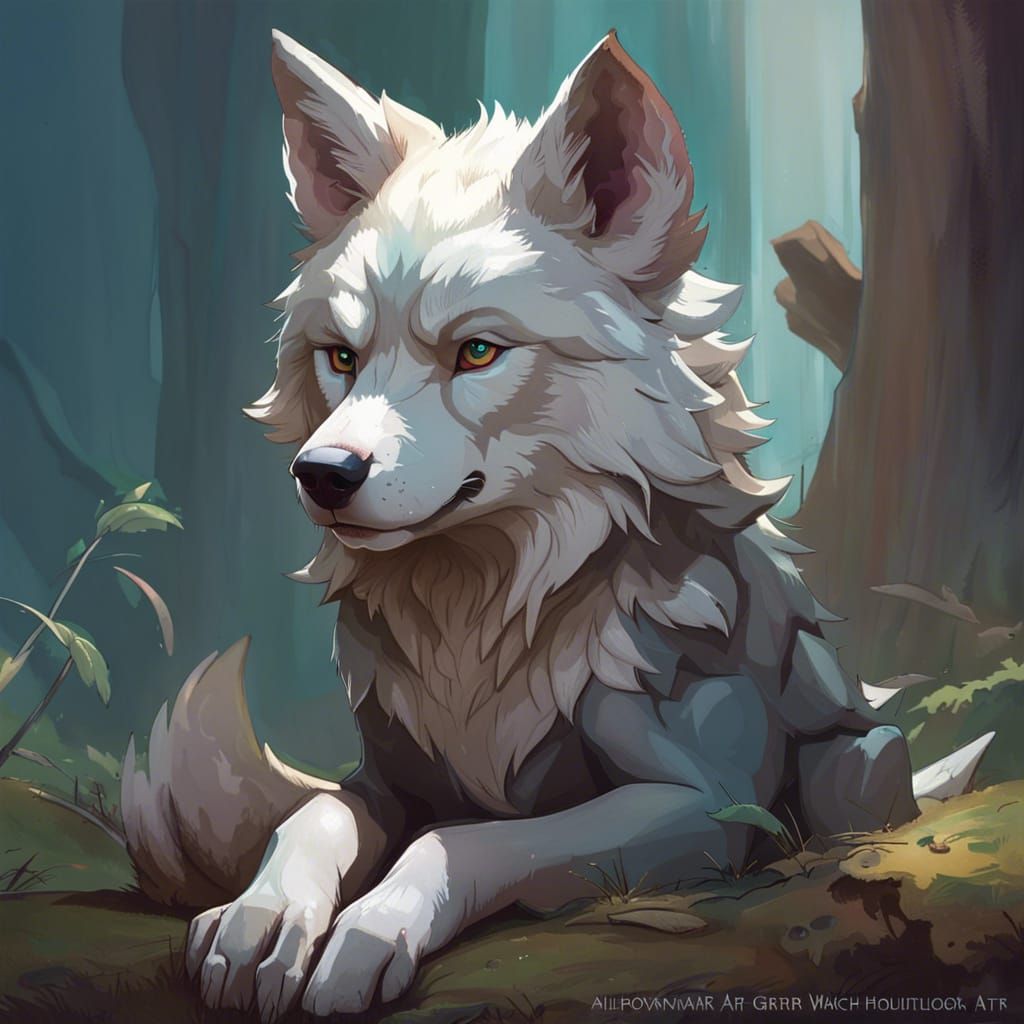 Innocent Baby Wolf Portrait in Hyperdetailed Style