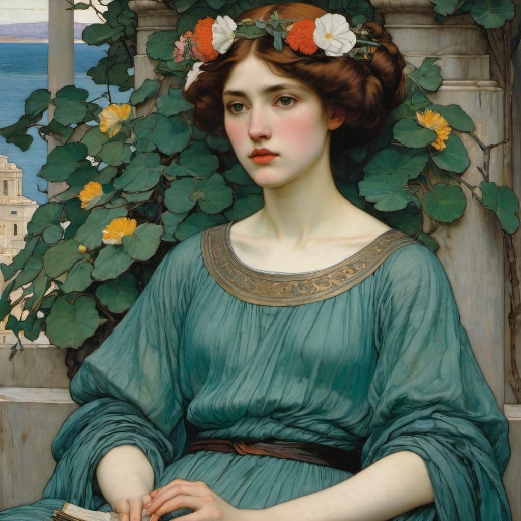 Flower Girl in Art Nouveau Style