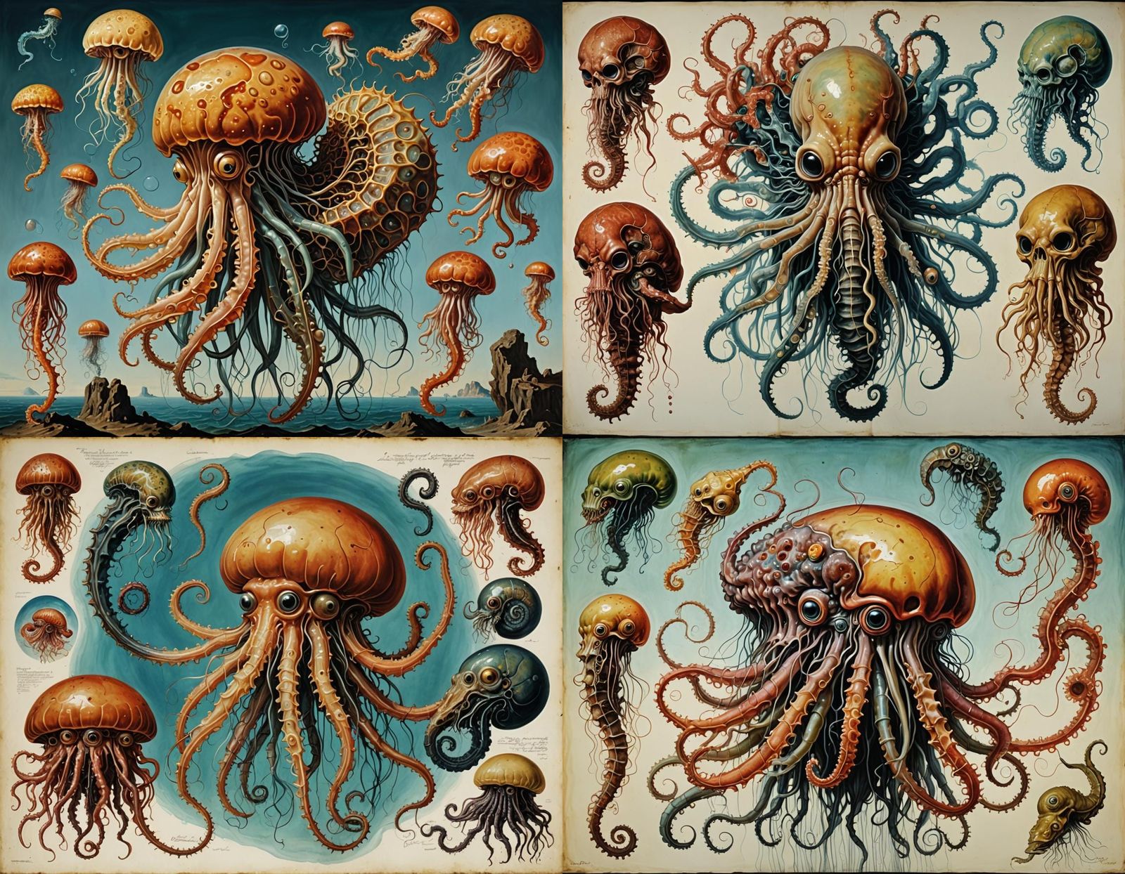 Disturbing Hybrid Creature in Surrealist Style