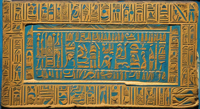 Egyptian Hieroglyphics Adorn Worn Stone Tablet