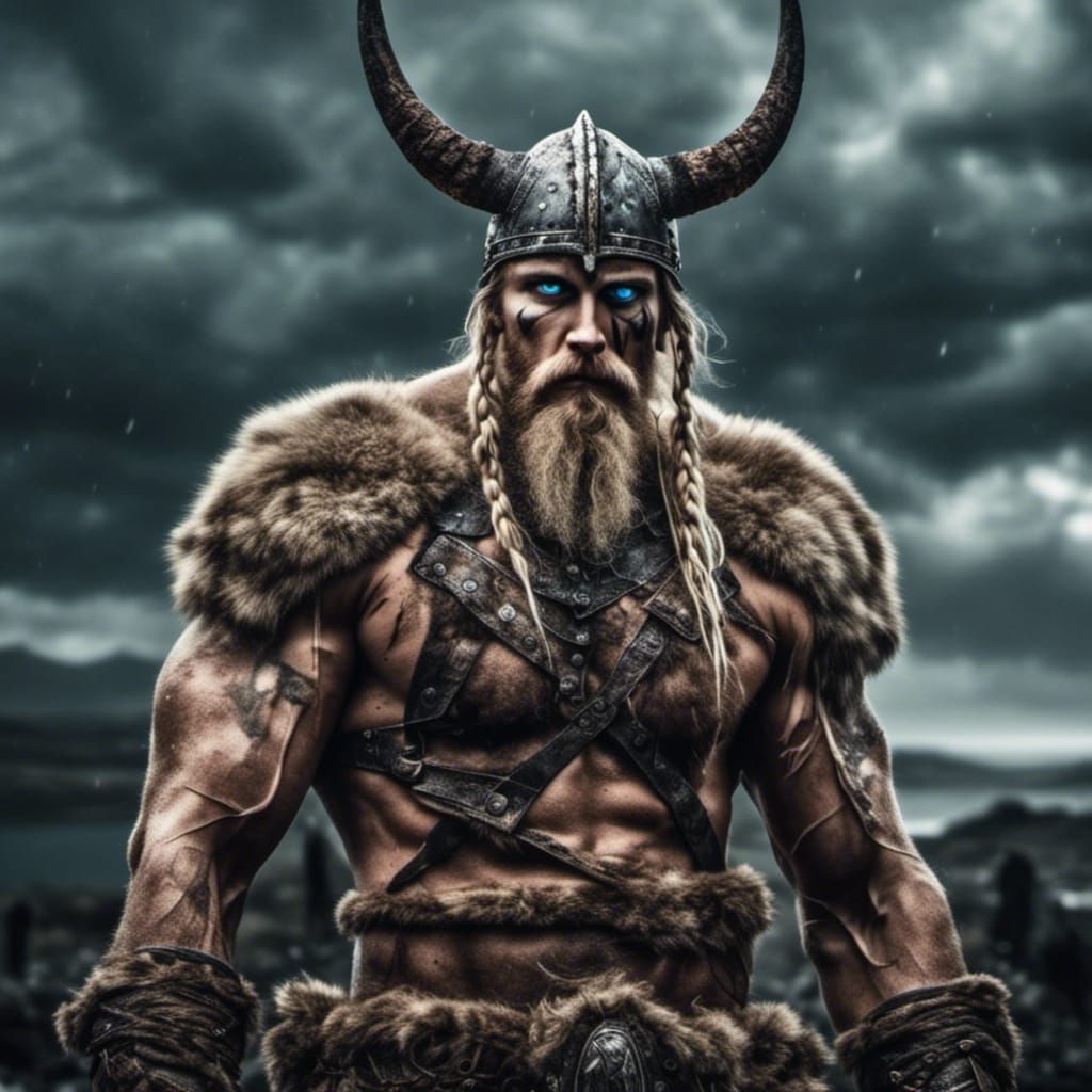 Brutal Nordic Viking Portrait in Hyperrealism