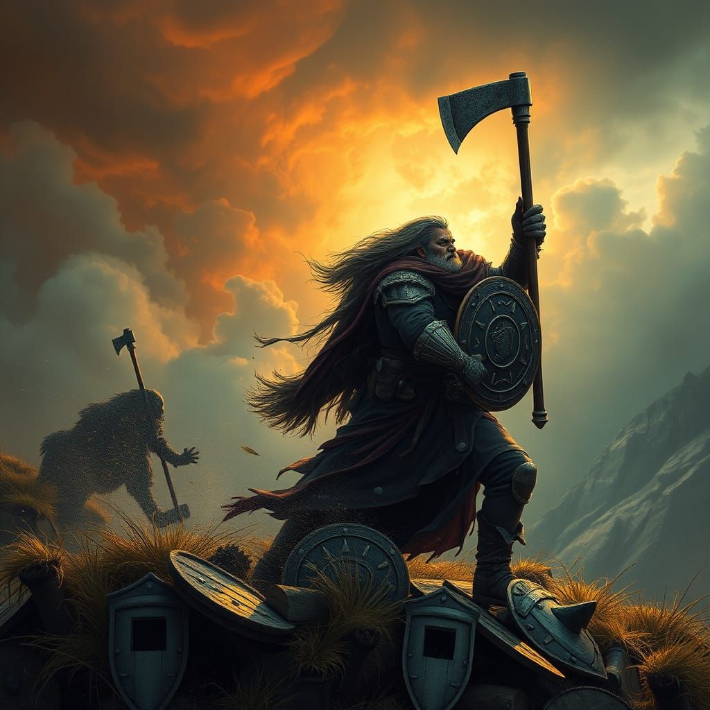 Apocalyptic Battle Scene: Age of Sword and Axe