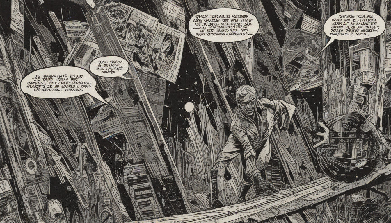 Retro Cyberpunk Comic Book Art in Distressed Print