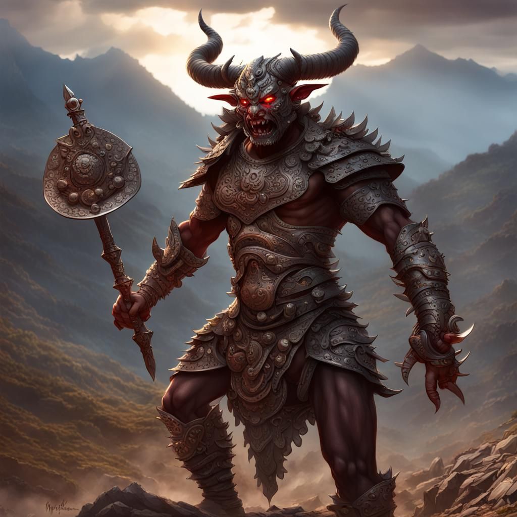 Fearsome Asura Demon Warrior in Dark Fantasy Style
