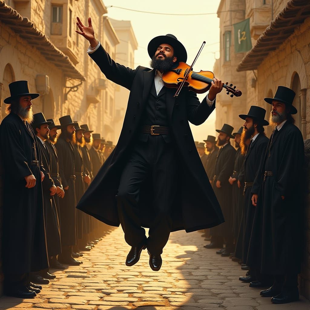 Serene Orthodox Musician Levitates Above Ancient Jerusalem M...