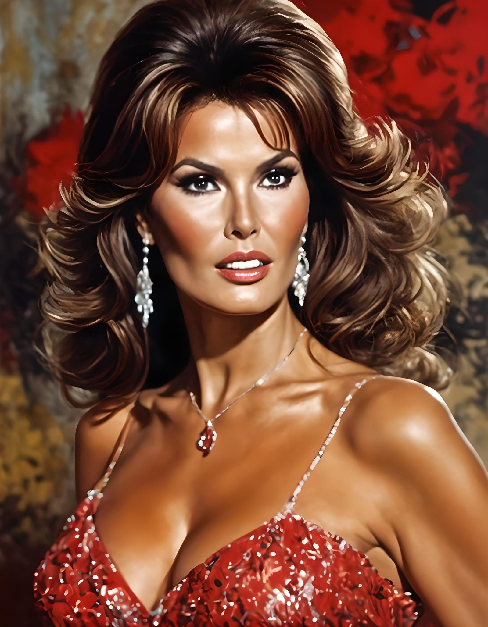 Raquel Welch in 1960s Glamour, Impressionist Style