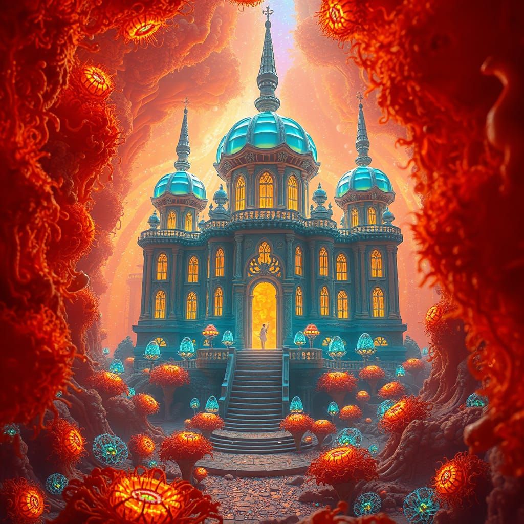Majestic Orange Palace of Iridescent Bacterial Cells