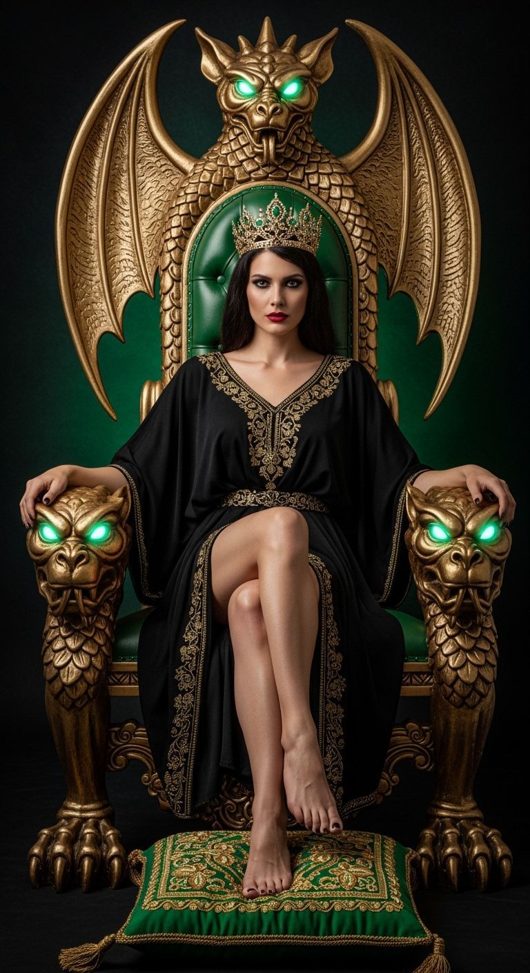 Evil Sorceress on Gargoyle Throne, Professional Photography