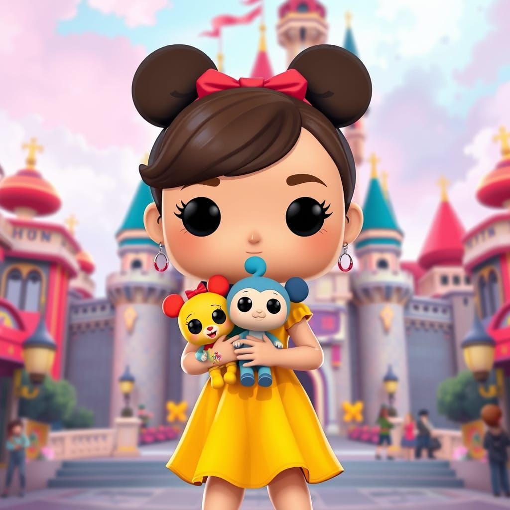 funko pop figure girl with the labubbu doll at disneyland ko...