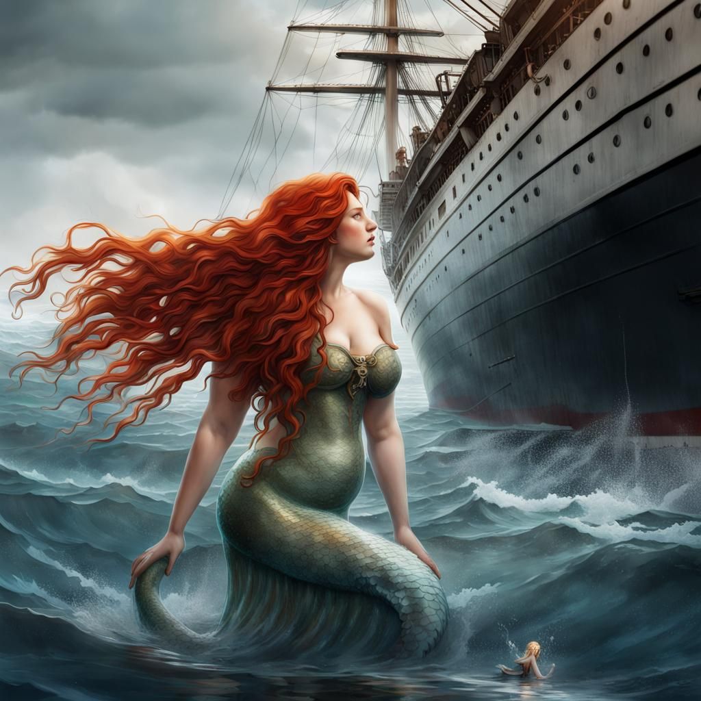 Titanic Mermaid Rising from the Ocean