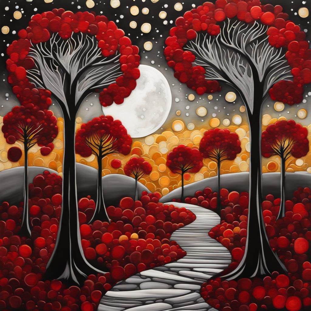 Moonlit Arabesque Forest in Alcohol Ink Impasto