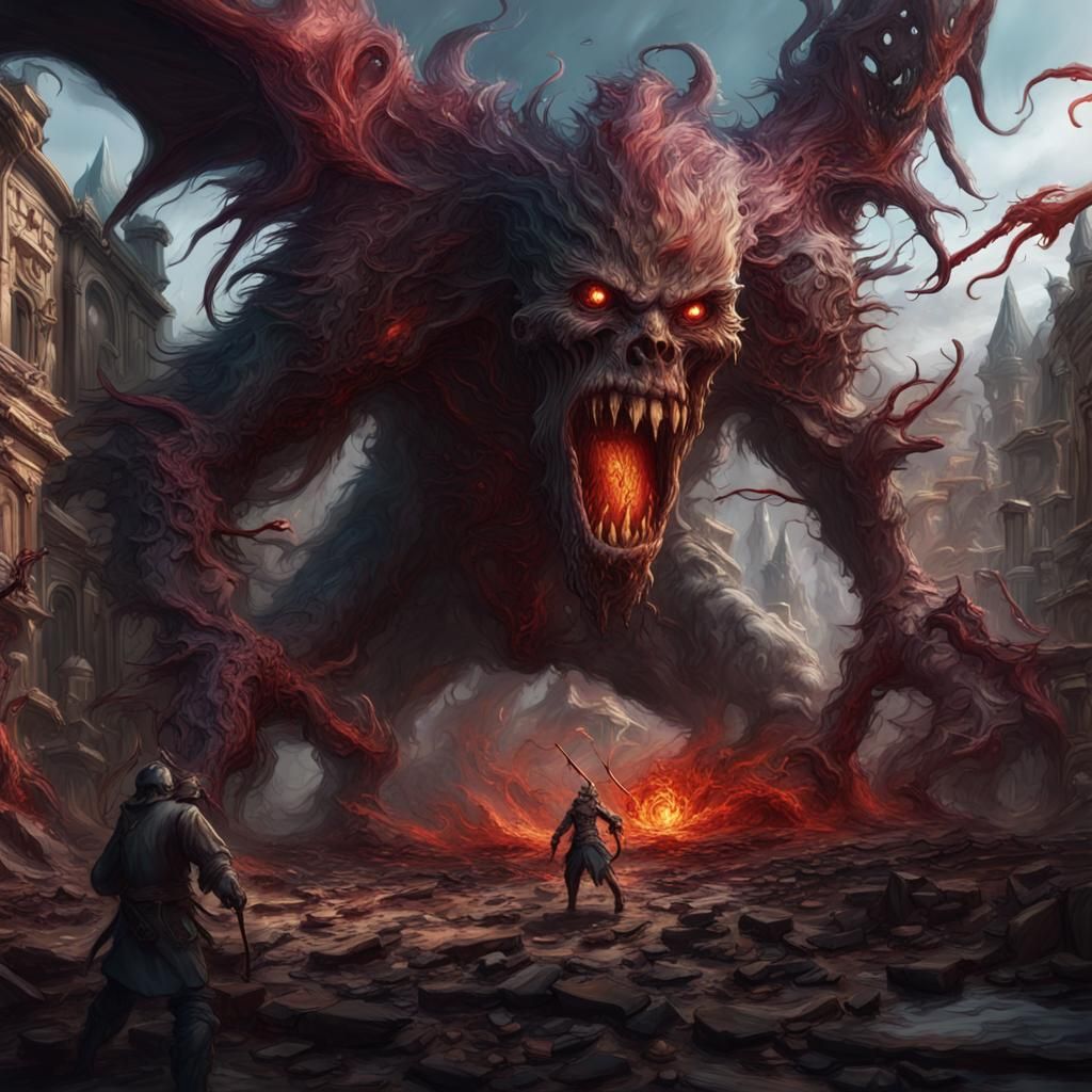 Monster Attack from Within a Painting: Fantasy Concept Art