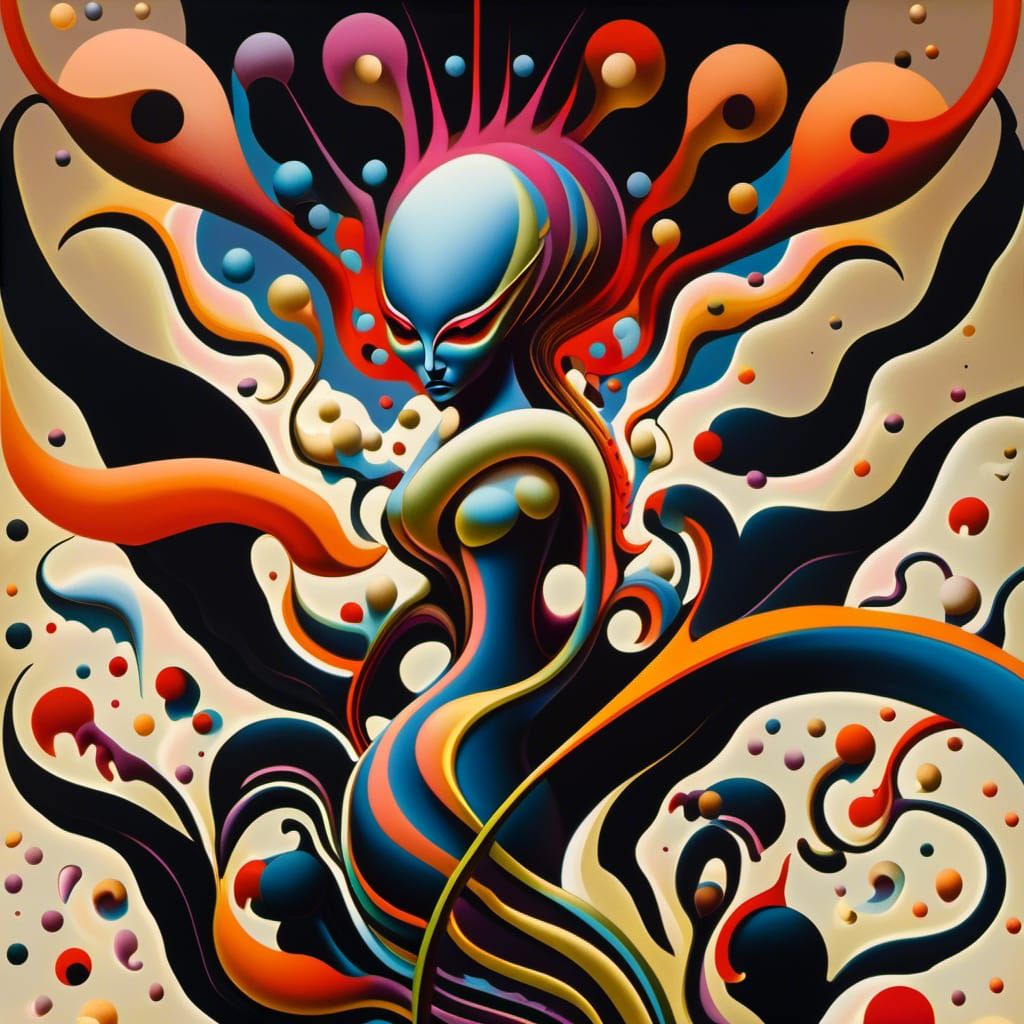 Abstract Alien Portrait in Bizarre Landscape