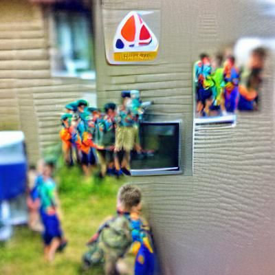 Miniature Boy Scout Summer Camp on Microwave