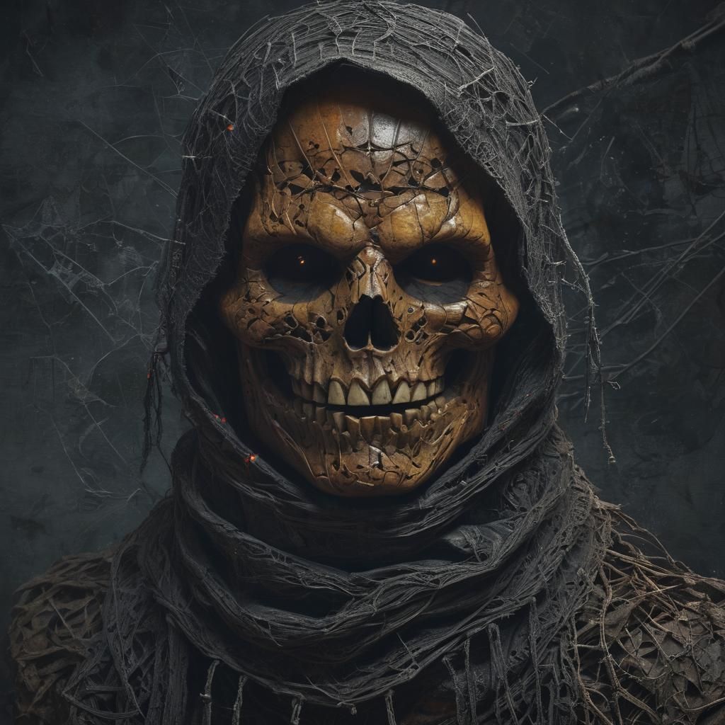 Eerie Jack-o'-Lantern Portrait in Gothic Style