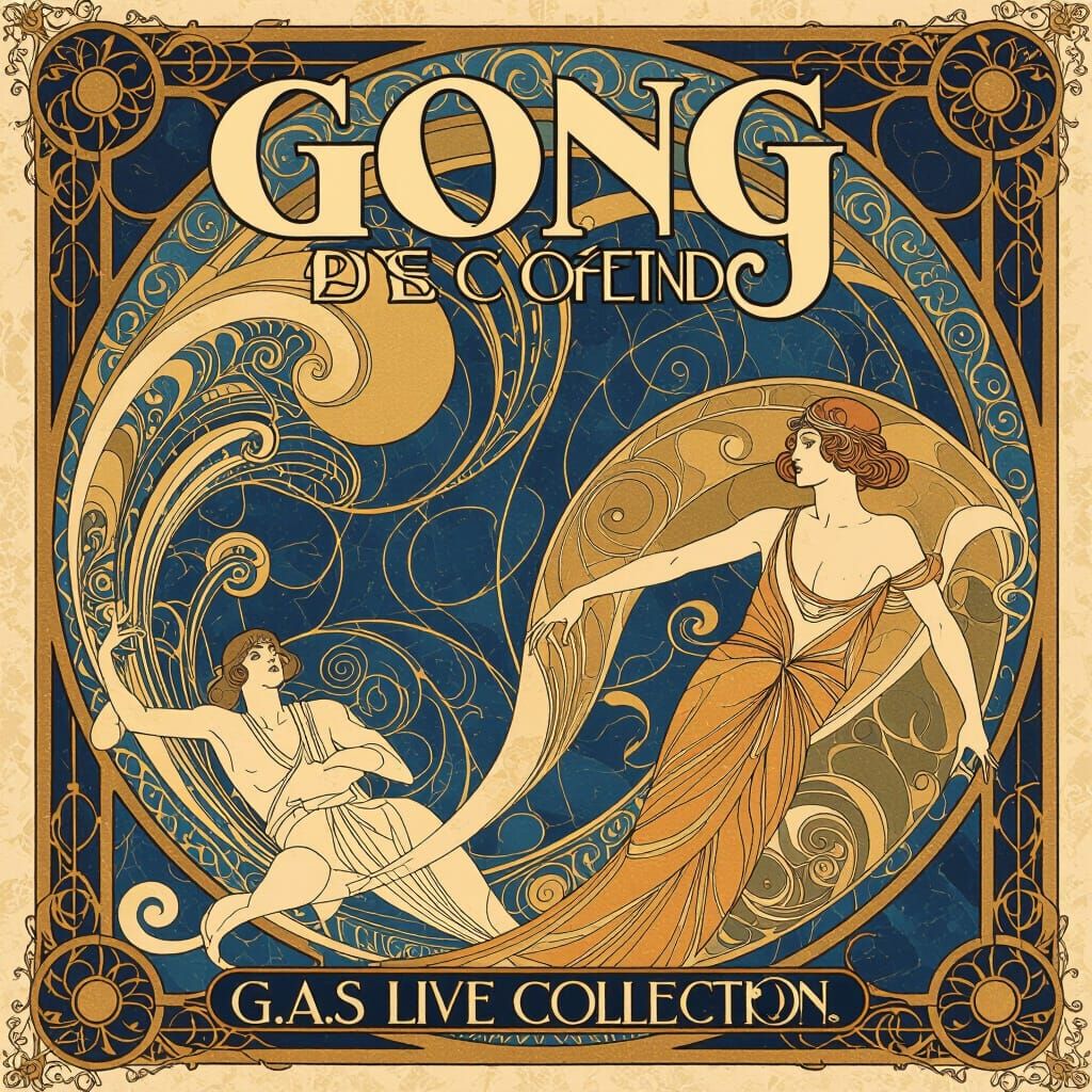 GONG Album Cover: G.A.S Live Collection in Art Deco Style