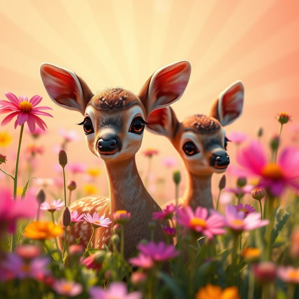 Whimsical Woodland Scene in Vibrant Colors