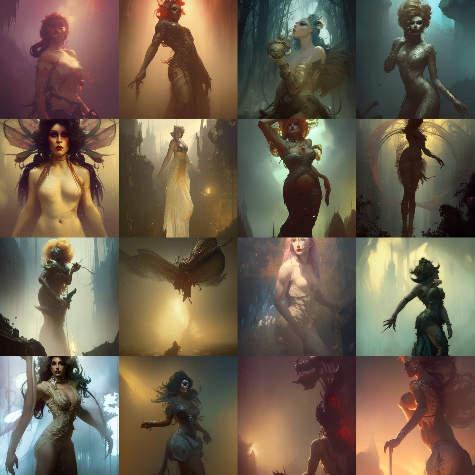 Dark Fantasy Drag Queen Art Nouveau Portrait