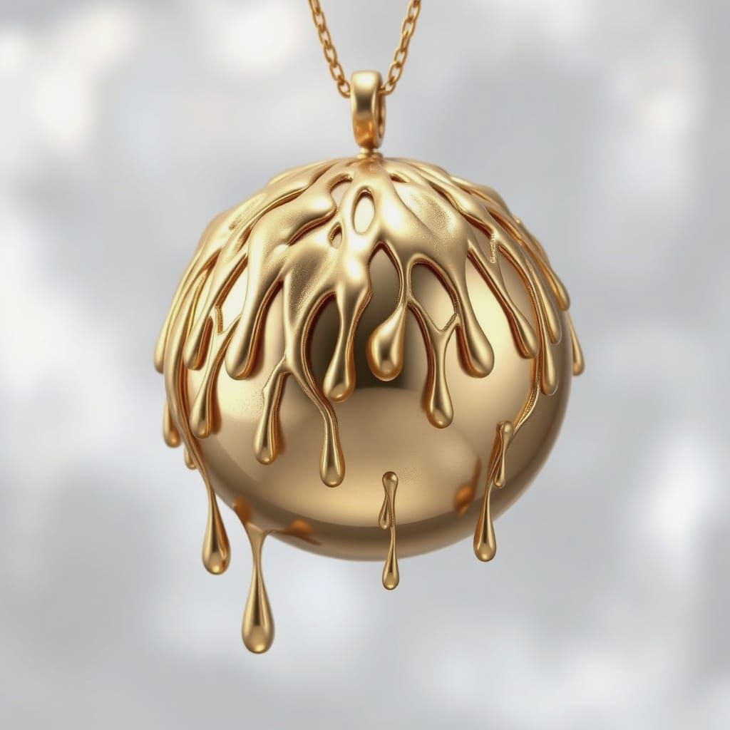 Luxurious Solid Gold Pendant in Dripping Ball Design