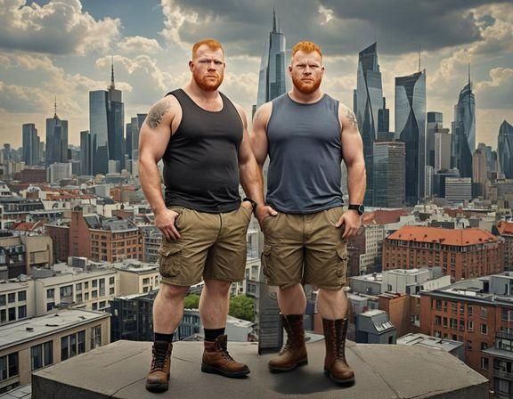 Handsome ginger men at the top of the world